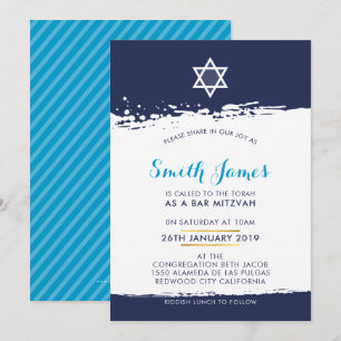 PUB MITZVAH coola modern interpoleringens penselbl Inbjudningar