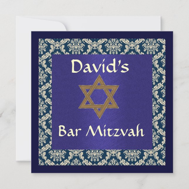 PUB MITZVAH DAMASK INVITATIONER INBJUDNINGAR (Framsida)