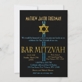 Pub Mitzvah | David stjärna | Svart Inbjudningar