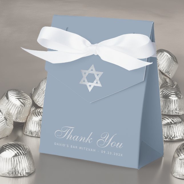 Pub Mitzvah Dusty Blue Faux Silver Star Tack Presentaskar (Skapare uppladdad)