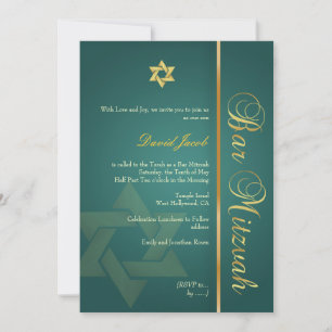 Pub Mitzvah/emerald grönt/guld Inbjudningar