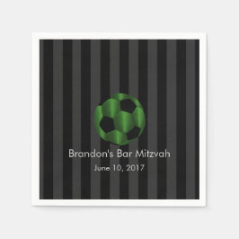Pub Mitzvah Emerald Grönt och Black Soccer Ball Pappersservett