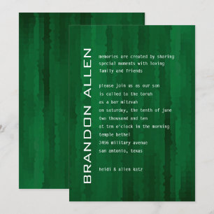 Pub Mitzvah Emerald Grönt Techno Streaks Inbjudningar
