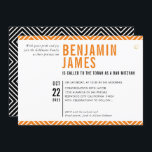 PUB MITZVAH, enkel, modern inbjudan till svart ora<br><div class="desc">genom kat masard >> kat@simplysweetPAPERIE.com << CONTACT ME för anpassningsbar eller för att lägga till linjer i Hebrew Kärlek, men vill se vissa ändringar - ett annat färg-schema, produkt, foto eller anpassad för ett annat tillfälle - ingen oro kontaktar mig bara - jag är lycklig för att hjälpa till! -...</div>
