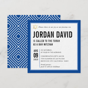 PUB MITZVAH enkel modern typografi royal blå Inbjudningar