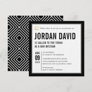 PUB MITZVAH enkel modern typografi svart vit Inbjudningar