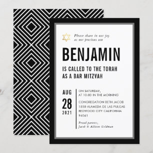 PUB MITZVAH enkel modern typografi svart vit Inbjudningar