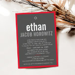 PUB MITZVAH enkel stjärna modern namn grått röd Inbjudningar<br><div class="desc">genom kat masard >> kat@simplysweetPAPERIE.com << CONTACT ME för anpassningsbar eller för att lägga till linjer i Hebrew Kärlek, men vill se vissa ändringar - ett annat färg-schema, produkt, foto eller anpassad för ett annat tillfälle - ingen oro kontaktar mig bara - jag är lycklig för att hjälpa till! -...</div>