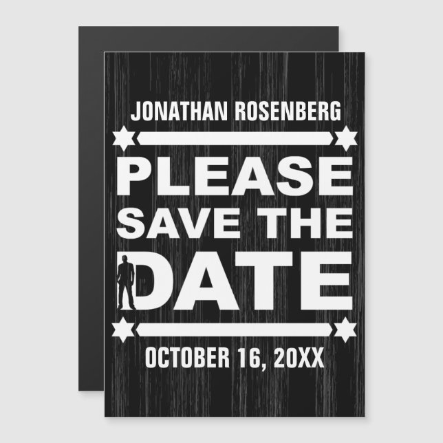 Pub Mitzvah, fet stil, spara datumsvart Magnetisk Inbjudningskort (Fram/baksida)