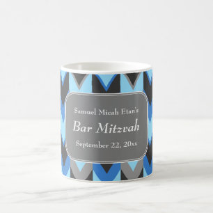 Pub Mitzvah för blått- och gråttsparremönster Kaffemugg