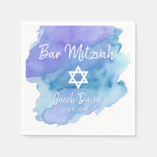 Pub Mitzvah för blåttvattenfärgdavidsstjärna Pappersservett