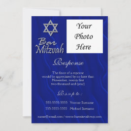 Pub mitzvah fotoblå silver-SVAR Inbjudningar