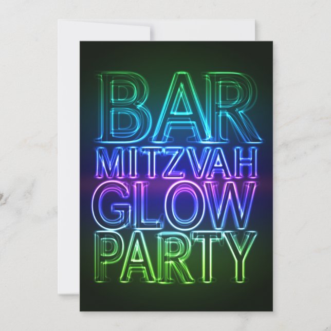 Pub Mitzvah GLOW PARTY födelsedagsinbjudan Inbjudningar (Framsida)
