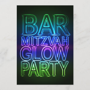 Pub Mitzvah GLOW PARTY födelsedagsinbjudan Inbjudningar