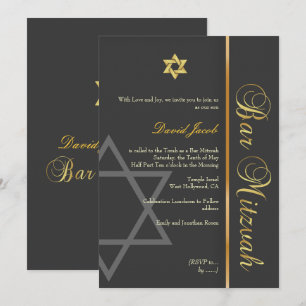 PUB MITZVAH GRAFIE/GULD/DIY FÄRG INBJUDNINGAR