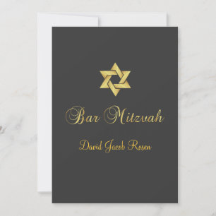 Pub Mitzvah/grafit/guld Inbjudningar