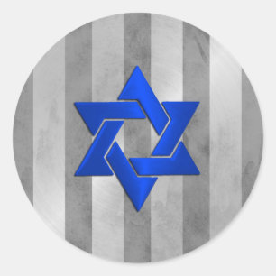 Pub Mitzvah Grått och Silver Rand stjärna av David Runt Klistermärke