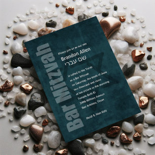 Pub Mitzvah Grunge Teal Inbjudningar