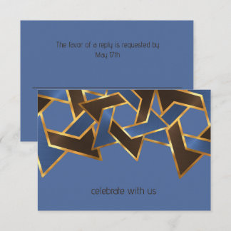 Pub Mitzvah Guld Blue Brown Star of David OSA Inbjudningar