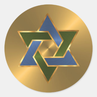 Pub Mitzvah Guld Blue Grönt Star of David Runt Klistermärke