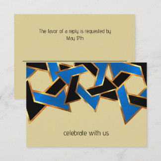 Pub Mitzvah Guld Blue Star of David David Inbjudningar