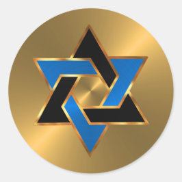 Pub Mitzvah Guld Blue Star of David David Runt Klistermärke