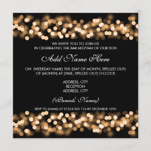 Pub Mitzvah Guld Hollywood Glam Inbjudningar