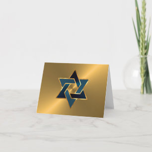 Pub Mitzvah Guld marinblå David-stjärnan Anteckningskort
