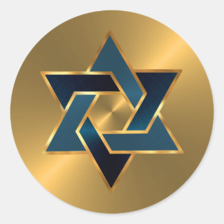 Pub Mitzvah Guld marinblå David-stjärnan Runt Klistermärke