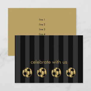 Pub Mitzvah Guld och Black Soccer Ball Inbjudningar