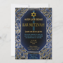 Pub Mitzvah Guld och Blue Inbjudningar