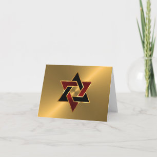Pub Mitzvah Guld Red Black Star of David Inbjudan