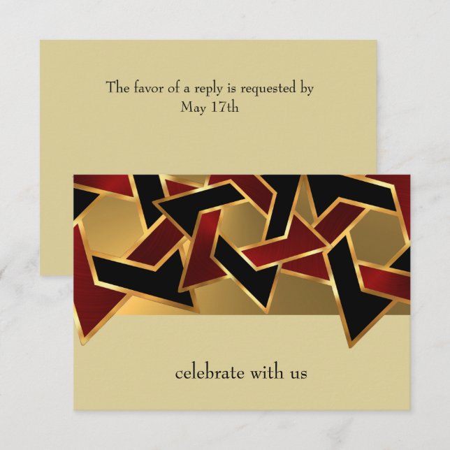 Pub Mitzvah Guld Red Black Star of David OSA Kort (Fram/baksida)