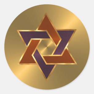 Pub Mitzvah Guld Rust Lila Star of David Runt Klistermärke