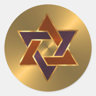 Pub Mitzvah Guld Rust Lila Star of David Runt Klistermärke