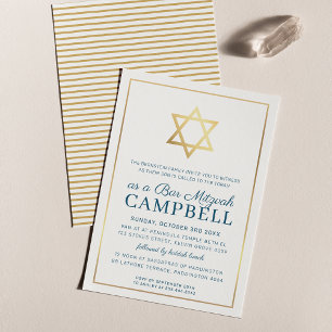 PUB MITZVAH guld, traditionell modern mörk blått Inbjudningar