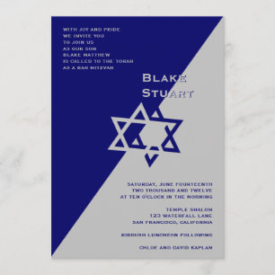 Pub Mitzvah-inbjudan Blake Blue Silver Inbjudningar