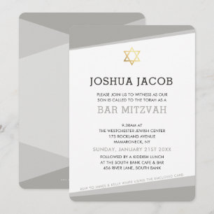 PUB MITZVAH INBJUDAN, enkel modern coola grått Inbjudningar