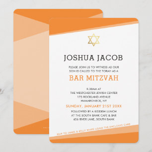 PUB MITZVAH INBJUDAN, enkel modern djärv orange Inbjudningar