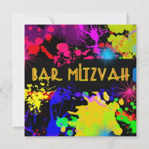 Pub Mitzvah-inbjudan Färgfull färgplatter Inbjudningar