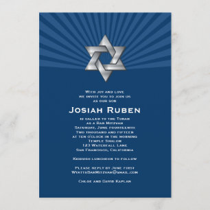 Pub Mitzvah-inbjudan Josiah Silver judisk stjärna Inbjudningar
