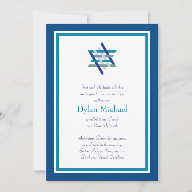 Pub Mitzvah-inbjudan| Vävd stjärna Inbjudningar (Framsida)