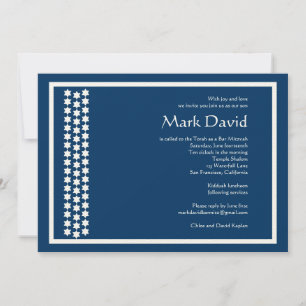 Pub Mitzvah inbjuden Star David TEXTURED Navy Inbjudningar