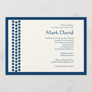 Pub Mitzvah inbjuden Star David TEXTURED Tan Inbjudningar