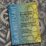 Pub Mitzvah Industrial Your Färg w Gult Inbjudningar<br><div class="desc">Pub Mitzvah och Bat mitzvah inbjudan är designade av Umua. Tryckt och avsänt av Zazzle eller dess partner.</div>