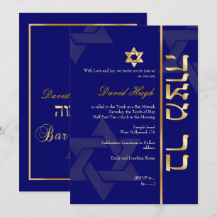 PUB MITZVAH INVITATIONS/STAR OF DAVID/DIY FÄRG INBJUDNINGAR