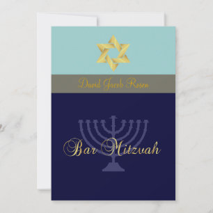 Pub Mitzvah/light + mörk blått Inbjudningar