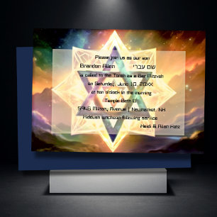 Pub Mitzvah Lila Blue Etheral Space Inbjudningar