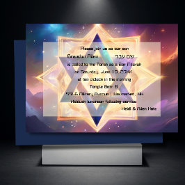 Pub Mitzvah Lila Blue Etheral Space Inbjudningar