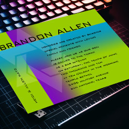 Pub Mitzvah Lila och turkos på valfri Färg Inbjudningar